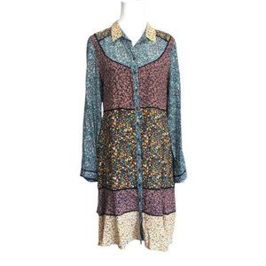 Anthropologie MAEVE Teya Peasant Dress Floral Patchwork - Sz 12